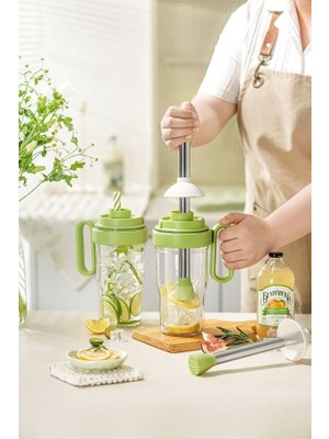 Zemira Pinmoo Boommix Meyve Ezmeli Shake & Içecek Hazırlama Kupası – Buz Kırıcı Manuel Blender – 1000 ml