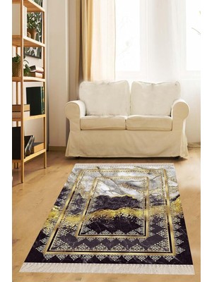 Zemira Pelangi Siyah Mermer Desenli Halı, Siyah-Beyaz 160 x 230