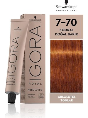Zemira Schwarzkopf Igora Absolutes Saç Boyası 7-70 Kumral-Doğal Bakır 60 ml