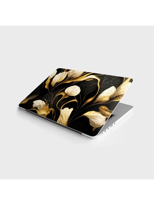 Zemira Sticker Bilgisayar Pc Kaplama Etiketi Altın Siyah Çiçek