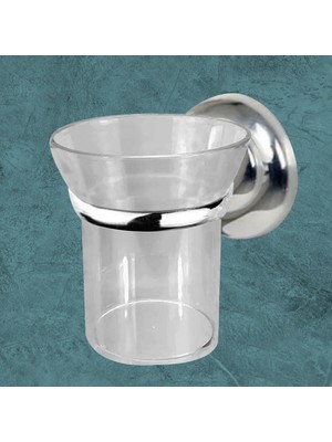 Zemira Fırçalık Yapışkanlı Banyo Fırçası Kabı Kutusu Krom Kristal