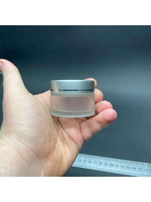 Zemira 30 cc Buzlu Cam Kavanoz, Gümüş Kapaklı Iç Contalı, 30ML Buzlu Cam Kavanoz x 10 Adet
