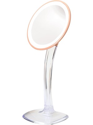 Zemira Jerdon Işıklı Masa Üstü Makyaj Aynası - Pembe Altın Kaplamalı 5x Büyütmeli Makyaj Aynası - 18,4 cm