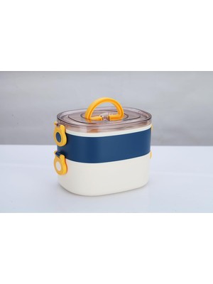 Zemira Beslenme Kutusu Iki Katlı - Paslanmaz Çelik - 1900ML Yeni Nesil Beslenme Kabı Lunch Box (Mavi)