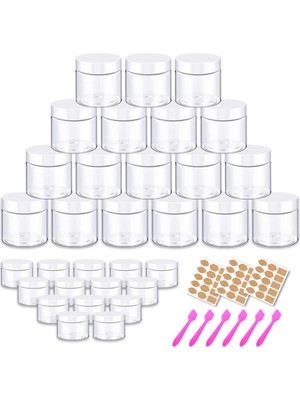 Zemira Amorix 2 Oz Plastik Kavanoz Yuvarlak Kozmetik Kapları Beyaz Kapaklı | Krem, Vücut Yağı, Göz Farı, S