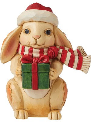 Zemira Enesco Jim Shore Heartwood Creek Noel Tavşanı Minyatür Heykelcik, 9,5 Cm, Çok Renkli