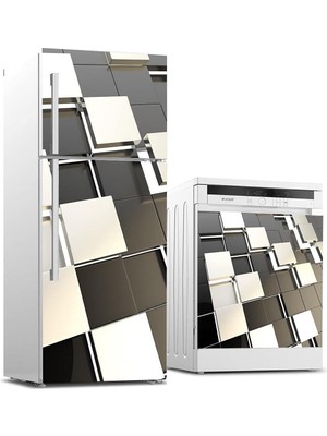 Zemira Buzdolabı Bulaşık Makinası Beyaz Eşya Sticker Kaplama 3D Kareler