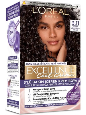 Zemira L'oreal Paris Excellence Cool Creme Saç Boyası - 3.11 Ekstra Küllü Koyu Kahve