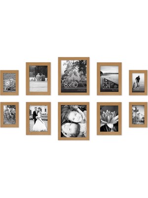 Zemira Americanflat 10'lu Kırılmaz Camlı Fotoğraf Çerçevesi Seti, Iki 20,32X25,4 Cm, Dört 12,7X17,8 cm