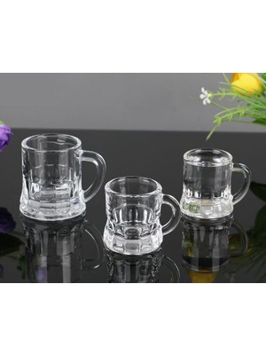 Zemira 6 Lı Mini Bardak 55 ml Zemzem Shot Bardağı Kalın Taban Mini Kulplu Tasarım Kahve Yanı Bardağı Mini