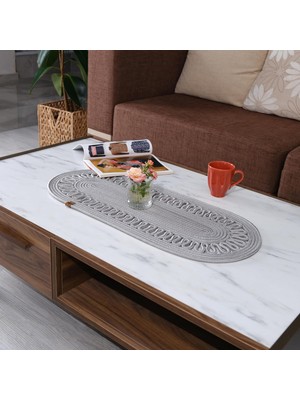 Zemira Hometurko Jüt Dekoratif Runner - Bohem Masa Örtüsü, Sehpa Örtüsü, Amerikan Servis, 30X70CM, Doğal V