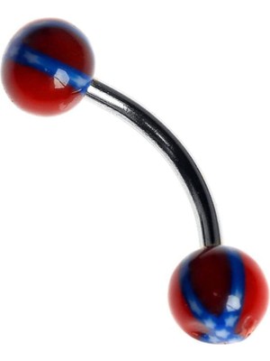 Zemira Rouge Moulin Curved Barbel 316 L Bioplast Piercing TDGR00864, Kırmızı -Mavi