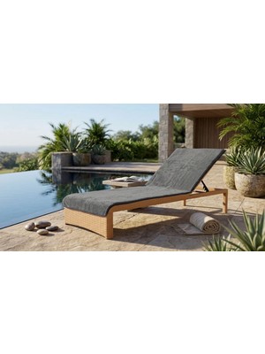 Zemira KOBEHOME%100 Pamuk Şezlong Havlusu Gri̇ - Laci̇vert 80X200 cm