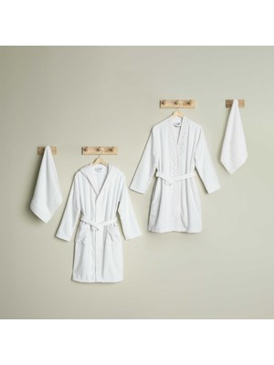 Zemira Linens Elvia Pamuk S/m -M/l 4'lü Bornoz Seti Beyaz