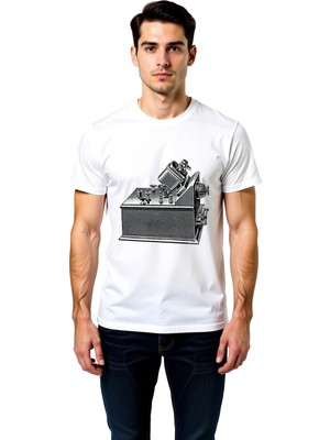PayBuy Vintage Mikroskop Ayarlanabilir Lensler Baskılı Erkek Tişört