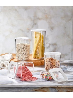 Zemira Kare Saklama Kabı (Şeffaf) 5li Set VP-188, Beyaz