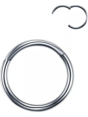 Zemira Unisex Gümüş Gri Menteşeli G23 Çelik Kıkırdak Burun Halkası Hızma Piercing 10MM