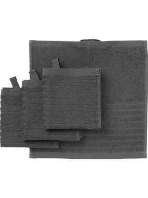 Zemira 4 Adet El Havlusu, Koyu Gri Renk 30X30 cm Pamuk,4 Li El-Kurulama Havlu
