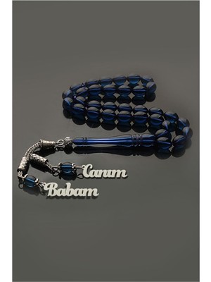 Zemira Papatya Silver Canım Babam Yazılı Sıkma Kehribar Gümüş Kaplama Tesbih UVPS550006