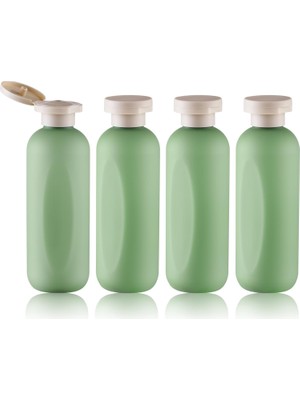 Zemira 7.5oz Kapaklı Şampuan Şişesi, Boş Plastik Sıkma Şişeleri, 4 Adet Seyahat Losyonu Kabı (200ML, Yeşil