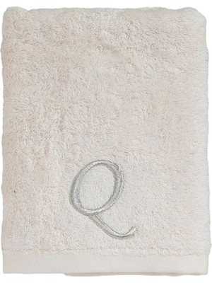 Zemira Chakra Solid Nakışlı Yüz Havlusu 50X90 cm Ekru