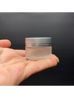 Zemira 20 cc Buzlu Cam Kavanoz, Gümüş Kapaklı Iç Contalı, 20ML Buzlu Cam Kavanoz x 10 Adet