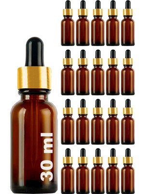 Zemira Afracam 30 ml Metal Kapaklı Damlalık Dropper Şişesi 30 cc Cam Şişe 20 Adet (Siyah Lastik | Al