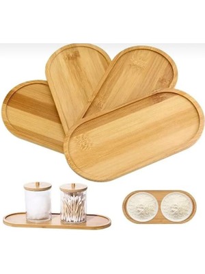 Zemira Smartizi Oval Doğal Bambu Sunum Tabağı - 23X12 cm Yuvarlak Hatlı Düz Servis Tepsisi - Sushi, Tatlı