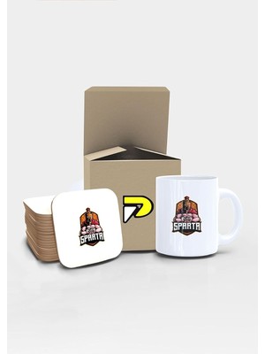 Zemira Postermanya Sparta Savaşçı Tasarımlı Baskılı Kupa Bardak Seti, Eğlenceli Özel Hediye Mug