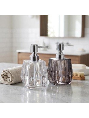 Zemira Deconox 1 Adet Akrilik Sıvı Sabunluk Seti (200 Ml) - 2 Farklı Renkli Kırılmaz Şeffaf Banyo Mutfa