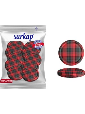 Zemira Sarkap Kavanoz Kapağı, 82MM, Hava Geçirmez, Sızdırmaz, Konserve Için Uygun, 10'lu Paket (Ekoseli)