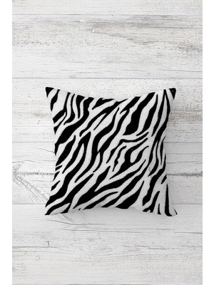 Zemira Pelangi Zebra Desenli Çift Tarafı Baskılı Gizli Fermuarlı Yastık Kılıfı Kırlent Koltuk Yastık