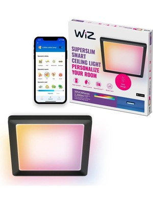 Zemira Wiz Siyah Akıllı Sıva Üstü Rgb Kare Panel Tavan Armatürü 17W