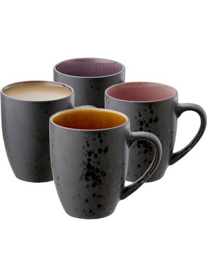 Zemira Bitz Kaffee-Becher, Tassen Aus Steinzeug, Kaffeetassen Mit Henkel, Im Set (4 Stück), Zweifarbig, 30