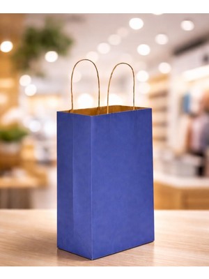 Zemira Çeli̇kpençe Lacivert Kağıt Çanta, Büküm Saplı, 32X41X12 Cm, Hediyelik Butik Mağaza Poşeti, 25