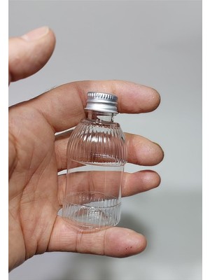 Zemira 10 Adet Boş Tıpa Gümüş Renk Kapaklı Kolonya Şişesi Dolabilir Cep Plastik Parfüm Şişesi 50 ml Dsl 86