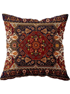 Zemira Pelangi Kilim Desenli Çift Taraflı Gizli Fermuarlı Yastık Kılıfı Kırlent Koltuk Yastık Kılıfı, Kahv