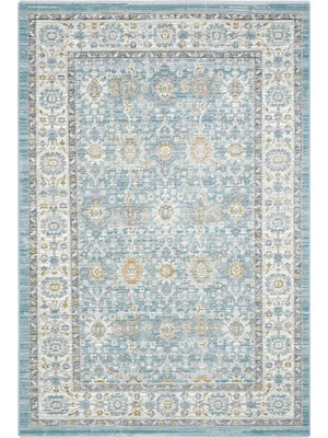 Zemira Cool Halı Zaraf Su Yeşili Etnik Desen Eskitme Ev Oda Halısı Oturma Odası Salon Ince Halı