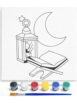 Zemira Ramazan Desenli Tuval Etkinlik Boyama Ramazan Süsleri, Ramazan Süslemeleri 20-20 cm
