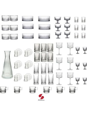 Zemira Pasabahce Elysia 67 Parça Bardak, Sunumluk, Kokteyl, Çerezlik, Kadeh Kahve Yanı Full Çeyiz Seti