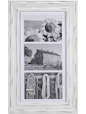 Zemira Malden Tasarım Whitman Beyaz Wash Mat 3 Açıklık Collage Ahşap Resim Çerçevesi, 5 17,8