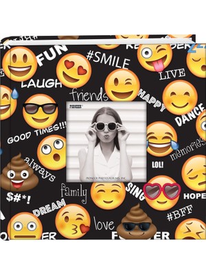 Zemira Photo Albums EV-246EMJ Emoji 200 Pkt 4x6 Fotoğraf Albümü Fotoğraf Albümü, Kağıt, Siyah, Cep