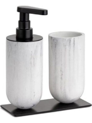 Zemira System Fırçalığı/sıvı Sabunluk Mermer Deseni/siyah Renk 206X89X170 mm