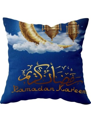 Zemira Pelangi Ramadan Mubarak Fener Hilal Ay Çift Taraflı Gizli Fermuar Yastık Kılıfı Kırlent Koltuk Yast