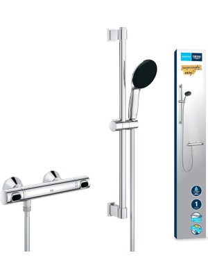 Zemira Grohe Flow Termostatik Duş Bataryası Vitalio Start 110 Sürgülü Duş Seti, 110MM 1 Akışl
