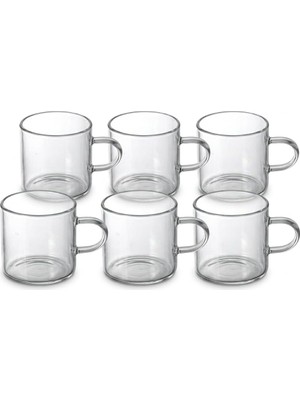 Zemira Deconox 6'lı Borosilikat Cam Mini Kupa Seti - 130 ml Tek Cidarlı, Altlıksız Türk Kahvesi Espress
