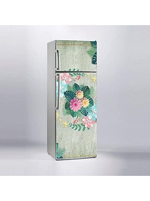 Zemira Buzdolabı Sticker Kaplama Dolap Kaplama Etiketi 3D Tropikal Çiçekler