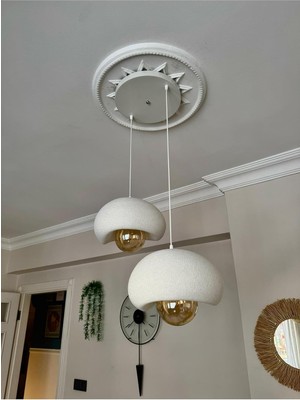Zemira Limon 3D Desing 2 Li Sarkıt Avize Bohem Beton Görünüm Rustik E27 Avize (E27 Ampul Dahildir.)