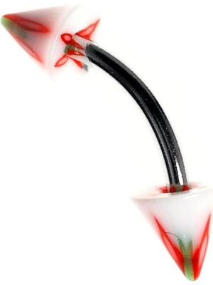 Zemira Rouge Moulin Curved Barbel Çelik Spike Piercing TDGR00897, Beyaz-Kırmızı