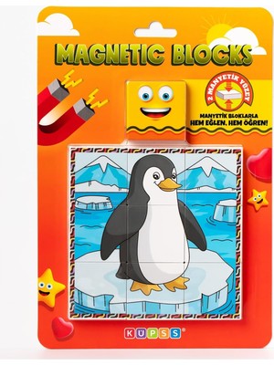 Zemira Küpss Blok Çift Taraflı 9 Parçalı Mıknatıslı Penguen - Baliği Puzzle - 2 Görsel Yapb
